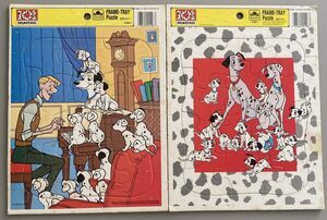 VTG Disney 101 Dalmatians Golden Frame Tray Puzzle Lot of 2 Roger Puppies 1980s